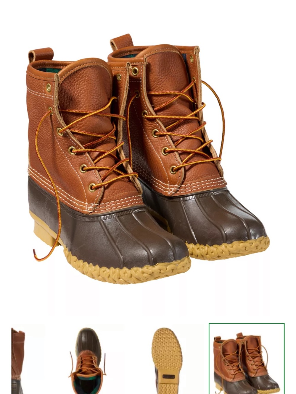 L.L. Bean Two-Tone Brown Leather and Dark Brown Rubber Duck Boots